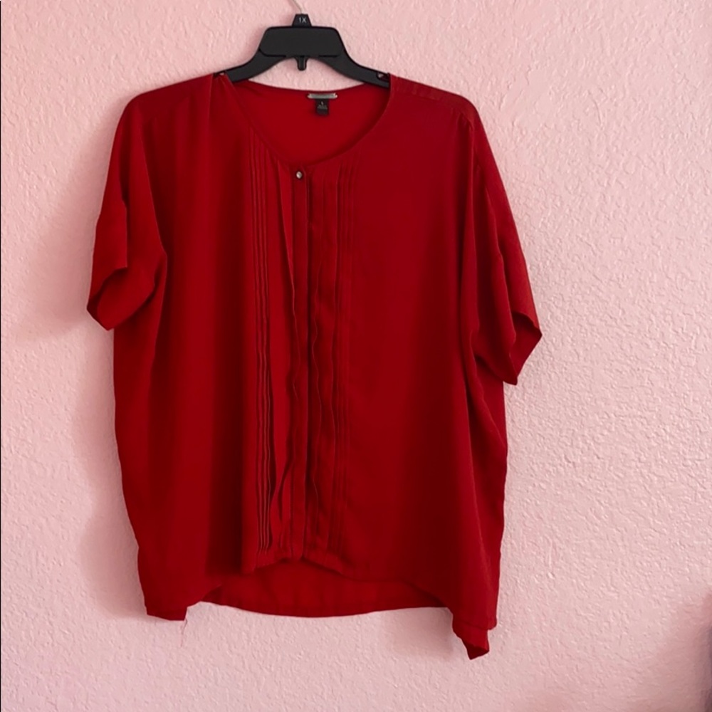 Red oversized blouse